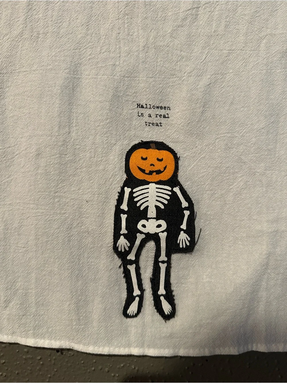 Mud Pie Halloween Pumpkin Head Skeleton Tea Towel